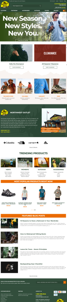 Northwest Outlet eCommerce site designed by JDK