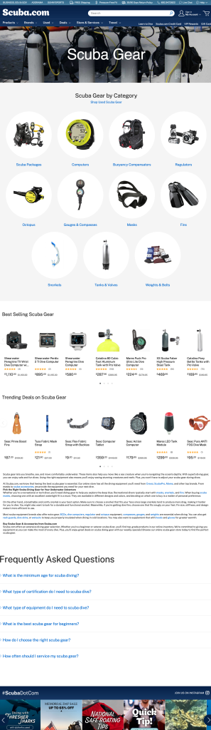 Divers Supply eCommerce store designed by JDK