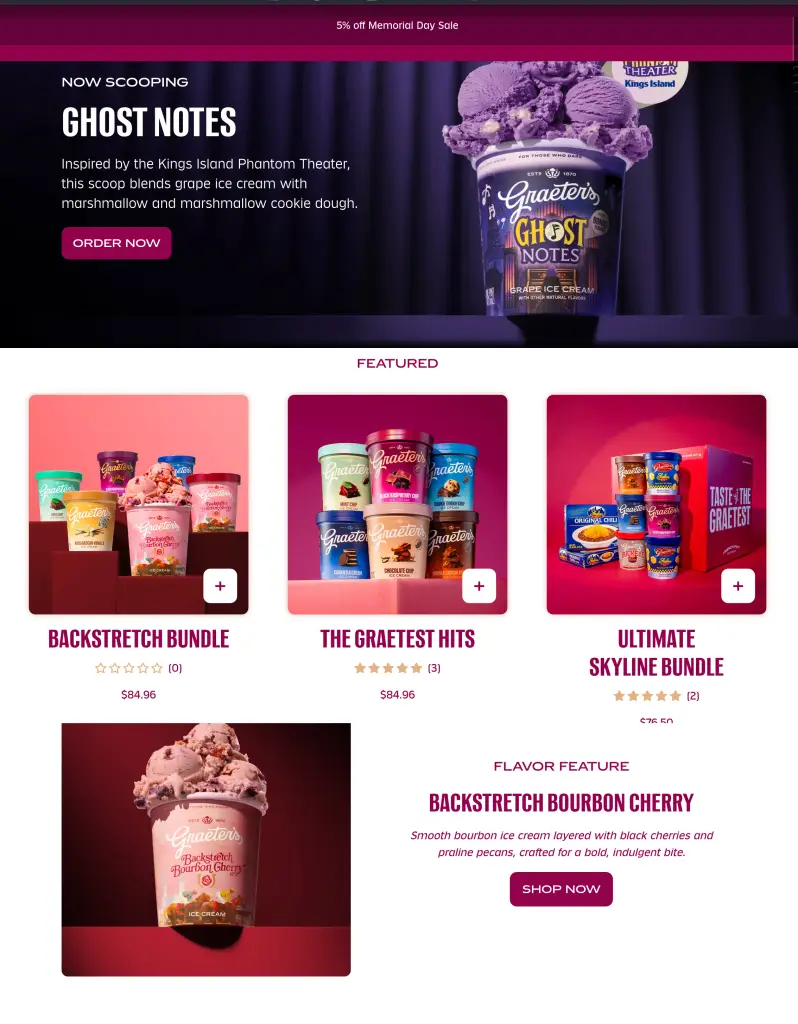 Graeter's ice cream online store designed by JDK
