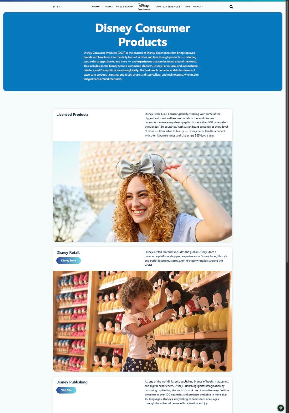 Disney Consumer Products website